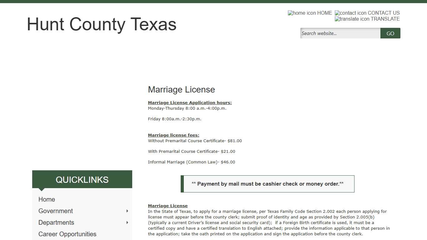Marriage License - Hunt County